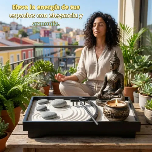 Set zen Buda negro con dorado