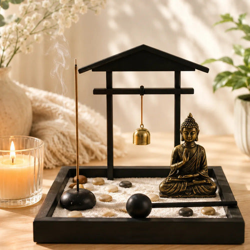 Figura Buda templo jardín zen