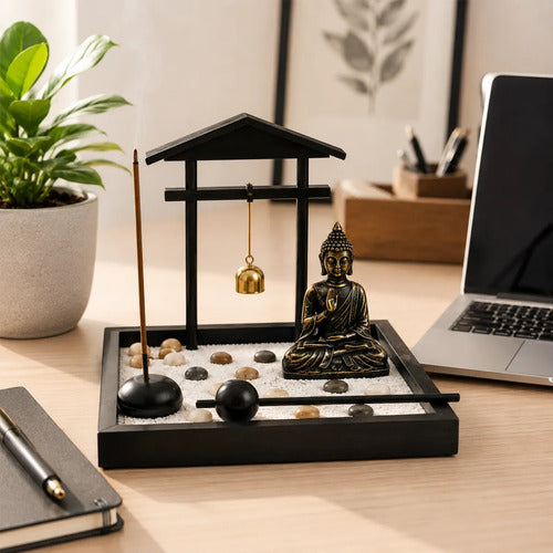 Jardín zen con arena y piedras