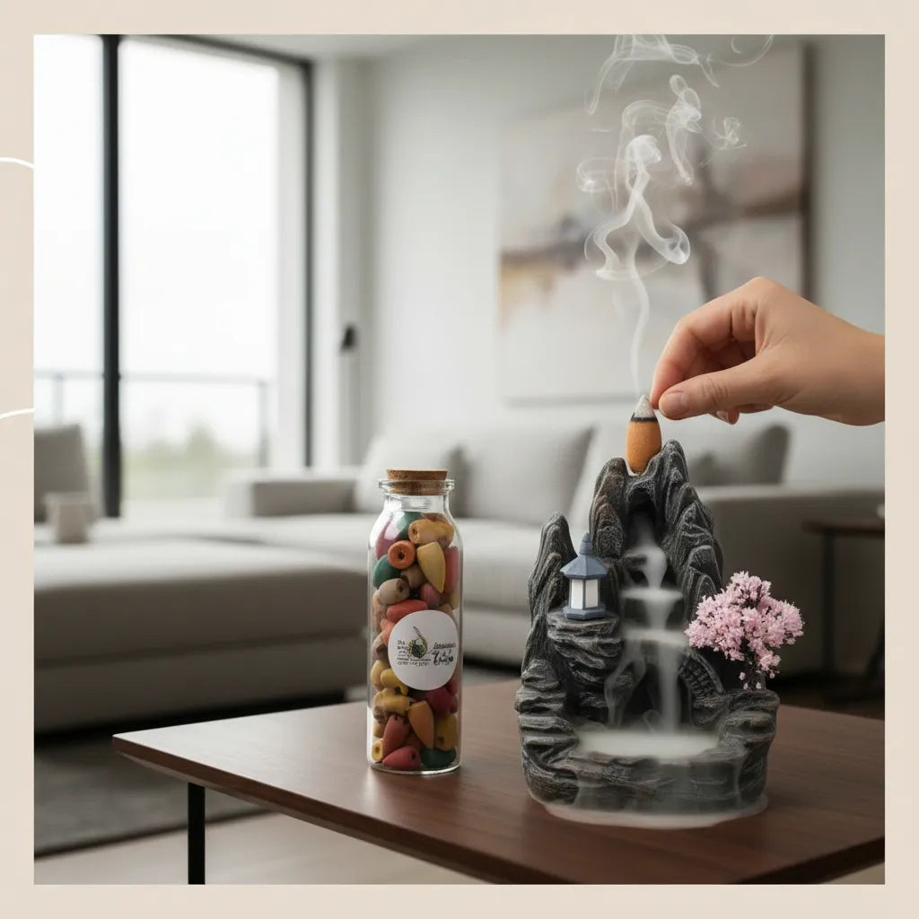 Cascada de Humo Zen Fuente Mística + Botella de 75 Conos