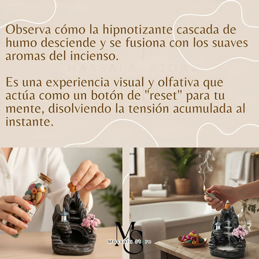 Cascada de Humo Zen Fuente Mística + Botella de 75 Conos